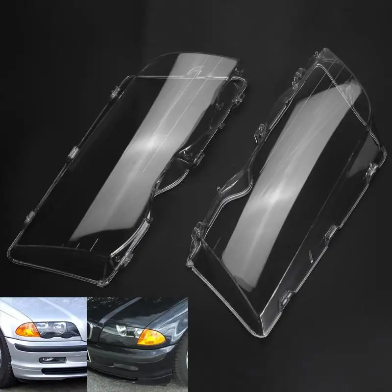 

Car Headlight Glass Cover Clear 4 Door Automobile Left Right Headlamp ABS Head Light Lens Covers Styling For BMW E46 98-01