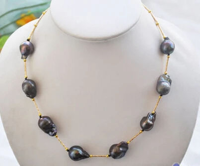 

Miss charm Jew1849 18" 20mm black BAROQUE KESHI REBORN PEARL NECKLACE