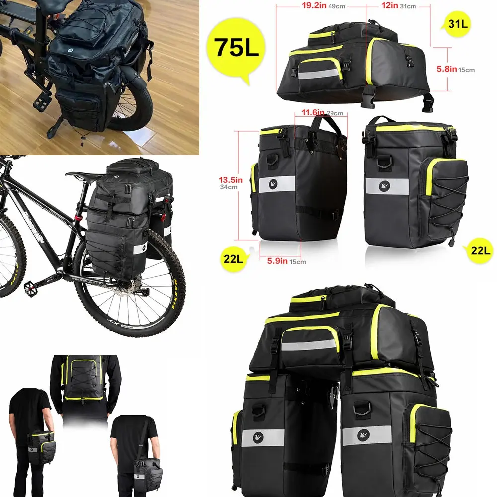 

Mountain Road Bicycle Bike 3 in 1 Trunk Bags Rear Rack Tail Seat Pannier bag Motorbike Backpack Touring Luggage Bag Helmet Bags