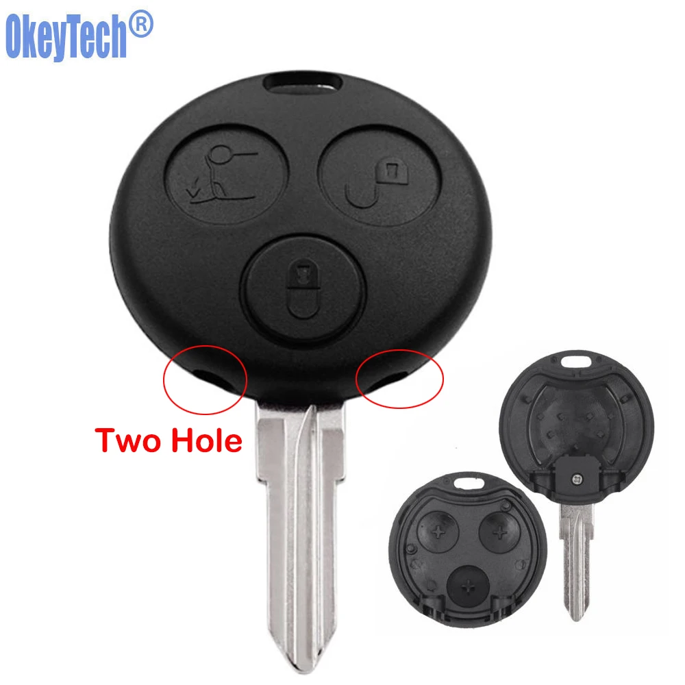 

OkeyTech For Mercedes Benz Smart For two Key Forfour Shell 3 Buttons Replacement Remote Car Key Cover Case With Uncut Blade