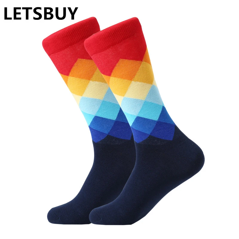 LETSBUY Male Tide Brand men cotton Socks Gradient Color summer Style