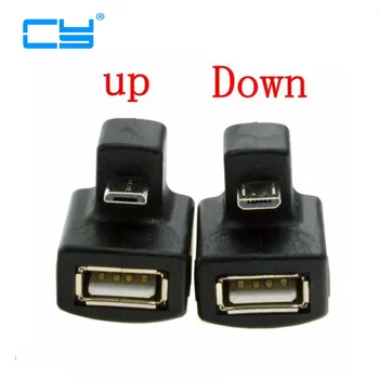 

180 Degree Up & Down Right Angled V8 Micro USB OTG to USB 2.0 Female Extension Adapter connector for Cell Phone & Android Tablet