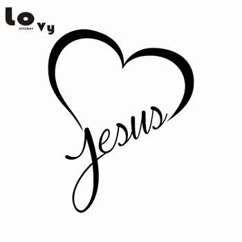 

2pcs Creative Jesus Love Heart Vinyl Car Sticker God Love Christ Car Decal