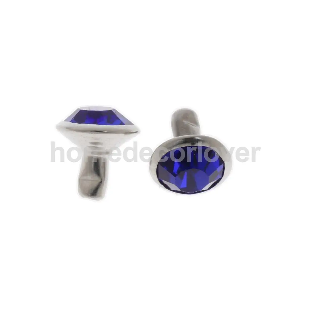 50 Sets Blue Rhinestone Rivets Crystal  Rivets Spots Studs Double Cap for DIY Leather Craft Clothes Bag Shoes Decor