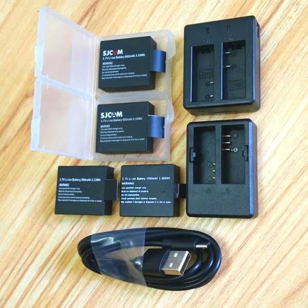 

SJCAM Original Sj4000 battery 1350/1050mAh case charger for SJCAM Sj5000 M10 C30R H9R H6S THIEYE T5 E7 Action Camera Accessories