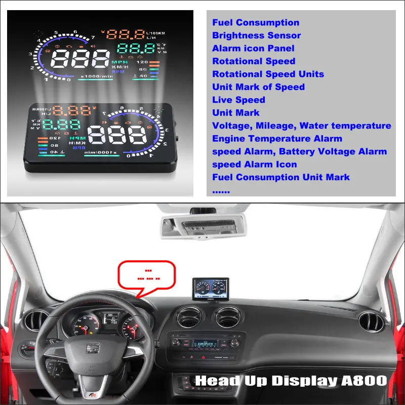 

For SEAT Ibiza/Leon Car Electronic Auto Accessories Universal Head Up Display HUD Driving Speed Alarm OBD/OBD2/OBDII Plug & Play