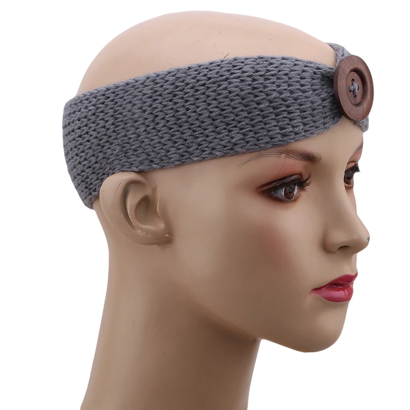 

Newborn Turban Ear Winter Warm Button Headband Crochet Knitted Headwear Kids Hairband Headwrap Hair Band Accessories