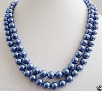 

Love 10MM Navy Blue Shell Pearl Necklace AAA 36"