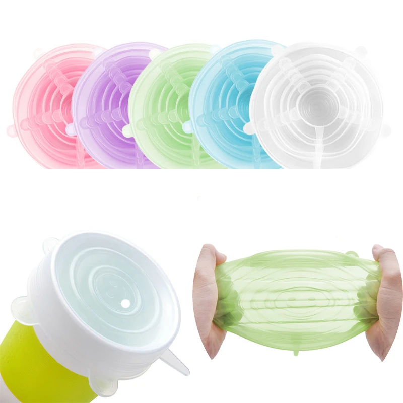 

Silicone Stretch Lids set of 6, Fresh-keeping Lids, Reusable Food Wrap Bowl Pot Cover