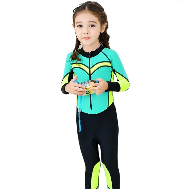 One Piece Swimsuit Baby Girls Bathing Suits Children Swimwear Long Sleeve Kids Sport Beachwear