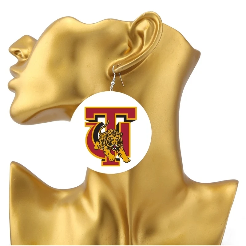 

SANSHOOR Printing Tiger AFRO Wood Dangle Earrings Fit Americans Africans 6cm Large Diameter As Women Christmas Gift 6 Pairs