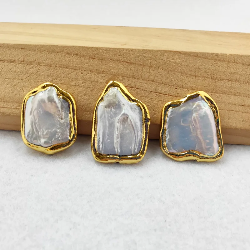 

10Pcs Freedom Shape big Natural Pearl Spacer Beads,Freshwater Pearl Connector Jewelry Findings DIY Bracelet Necklace BD363