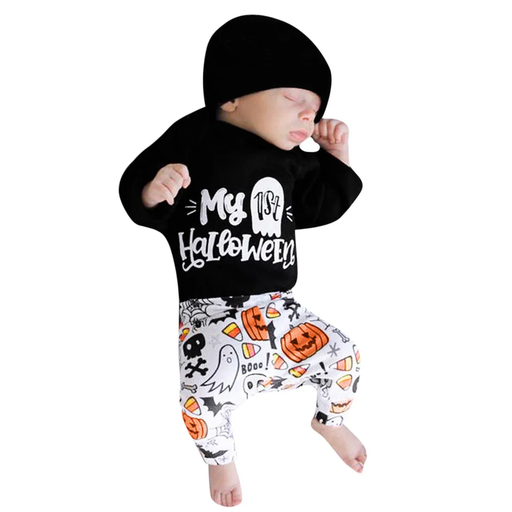 

Fashion Toddler Newborn Baby boy Clothing Set Infant Baby Girl Clothes Boys Letter Romper Pants Halloween Costume Outfits Set