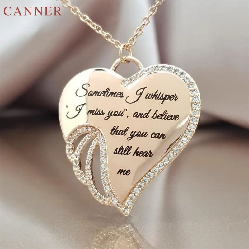 Elegant Sanctity Angel Wing Necklace Women Micro Zircon Love Heart Necklace Pendant Fashion Jewelry Gifts collier femme C30