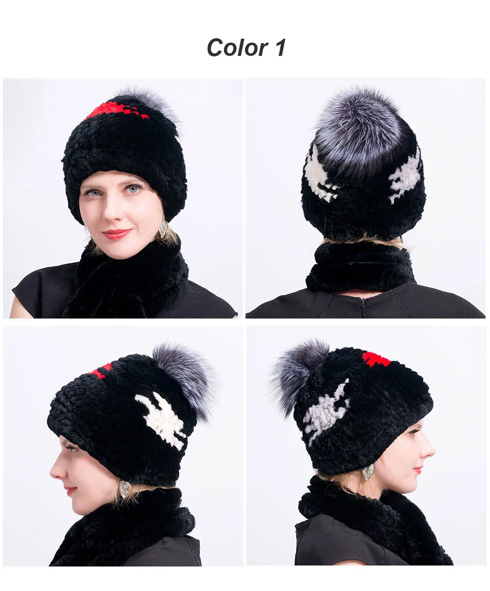 rex rabbit fur hat pompom color 1