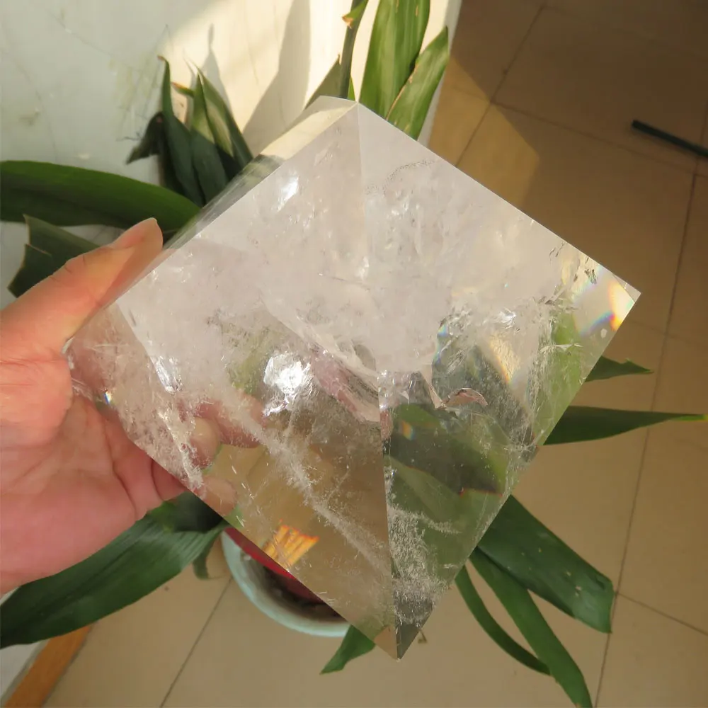 

New @RARE ! 1865g Large Rock Clear Quartz Crystal Pyramid Handmade Energy Pyramid Reiki Healing Home Decoration Fengshui 2019