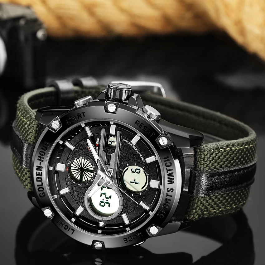 Reloj Hombre GOLDENHOUR спортивные мужские часы в стиле милитари Автоматические цифровые водонепроницаемые мужские часы армейские мужские наручные часы Relogio Masculino