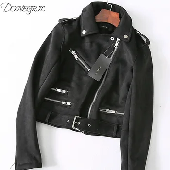 

Spring 2019 suede women's short jacket jacket motorcycle Europe station classic slim slim female coat tide