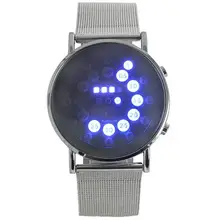 Мужские женские модные креативные ультра тонкие круглые зеркальные синие круги сплав часы