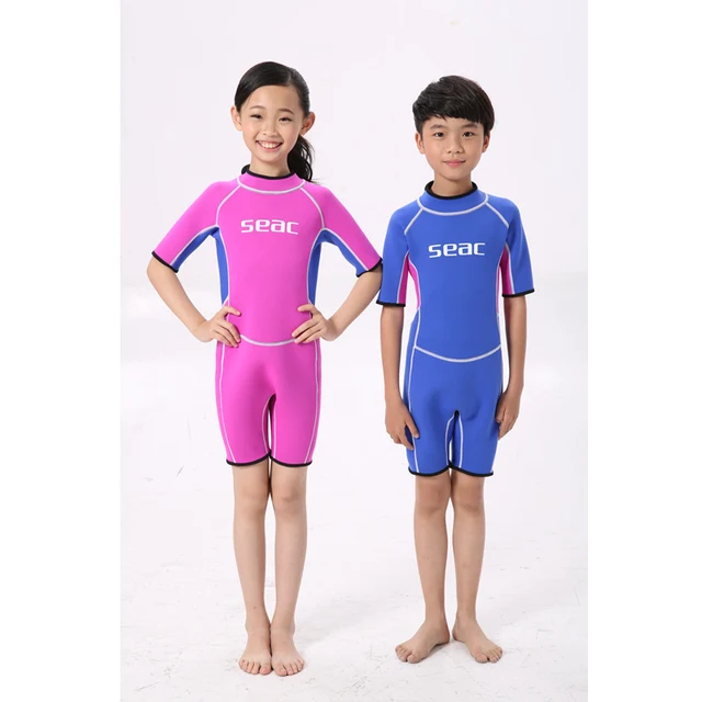 Cheap 2.5mm Neoprene Swimsuit Kids Baby Boys Girls Wetsuits Snorkeling Surfing Rash Guards Children's Swimwear One Piece Diving Suits 