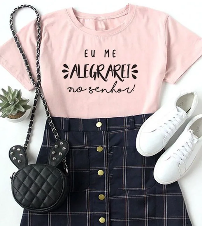 

ALEGRAREI Spanish Letter Shirts Summer Fashion Cotton T-shirt women Funny clothes Short Sleeve Tops Tee instagram tshirt