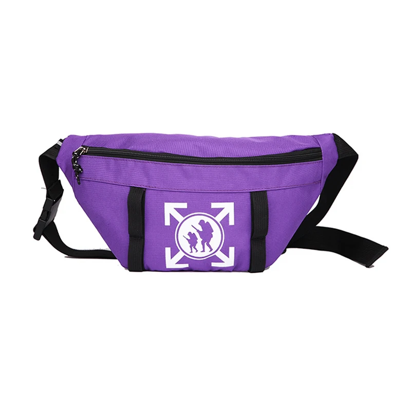 Мужская поясная сумка унисекс, холщовая нагрудная сумка с буквенным принтом, школьная поясная сумка, Уличная Хип-Хоп сумка на плечо, парные дорожные поясные сумки 85 - Цвет: Purple waist bag