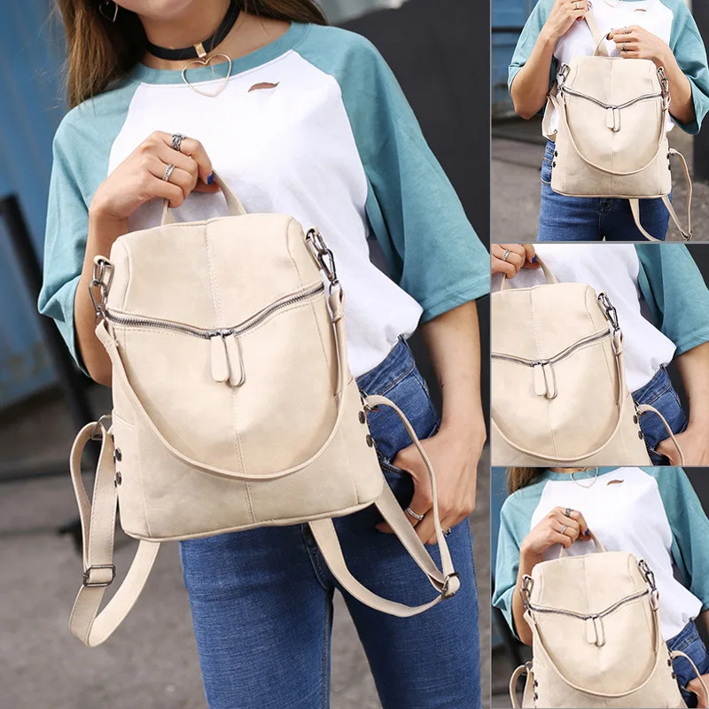 

PAPASGIX Fashion Bag Backpack Women Waterproof PU Leather 3 Ways Ladies Zipper Mochila Mujer