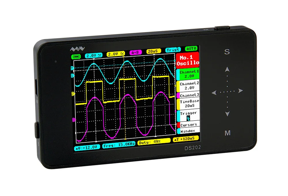 

English menu Portable LCD Digital Multimeter Oscilloscope Touch Screen USB 1MHz Pocket 8MB Handheld Automotive Osciloscopio