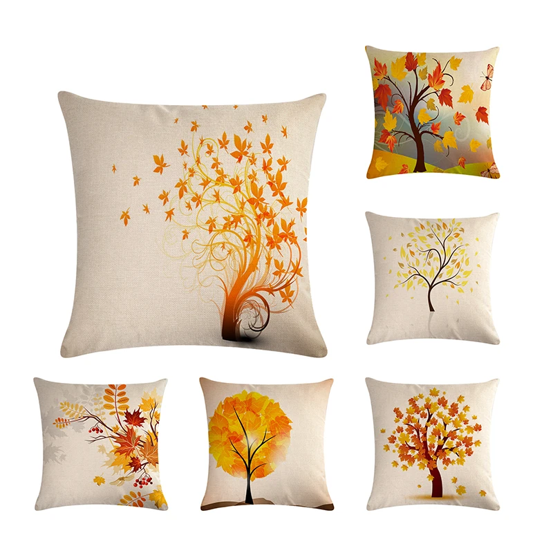Nordic Autumn Yellow Leaf Sycamore Leaves Decorative Pillows Sofa Cotton Linen Cushion Cover Home Decor Pillow Cover 45x45 Zy592 Cushion Cover Aliexpress