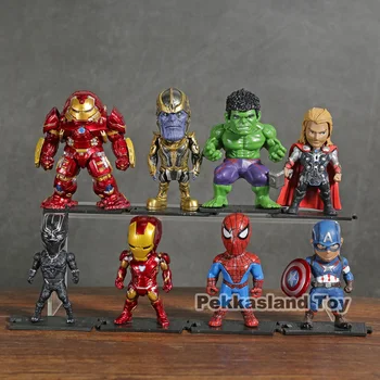 

Avengers Infinity War Iron Man Captain America Hulk Black Panther Thanos Thor Hulkbuster Q Version PVC Figures Toys 8pcs/set