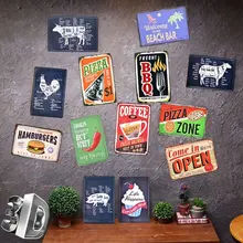 Руководство мясника пиццы говядины барбекю Кухня жестяная вывеска искусство живопись Бар Паб ресторан отель Ho'me Настенный декор металлический постер в стиле ретро