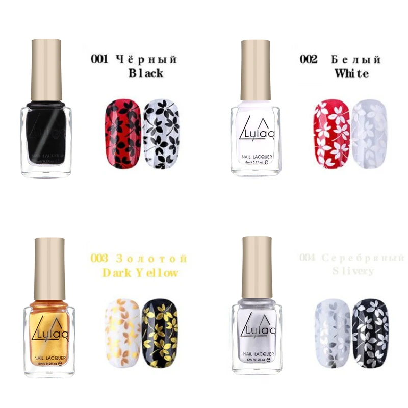 

Lulaa New Hot Sale 4PC Nail Polish Set Different Colour Fashion Style For Manicure Art Design Stamping Nail Polish