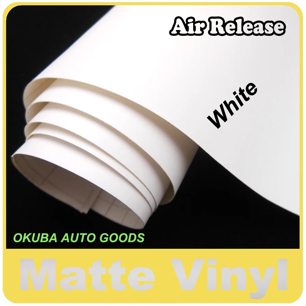 

White Matte Vinyl Car Film For Vehicle Wraps with Air Free1.52M*30m/roll FedEx Free Shipping
