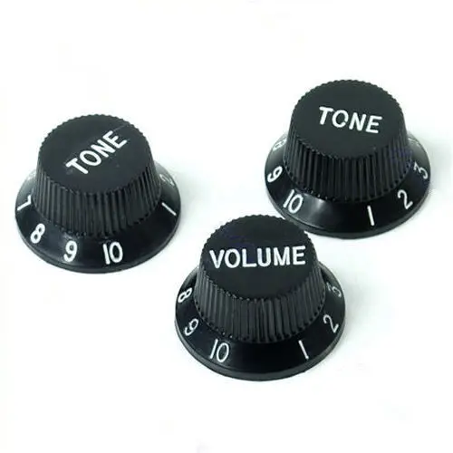 Black 1 Volume&2 Tone Guitar Control Knobs For Strat Style Guitarin