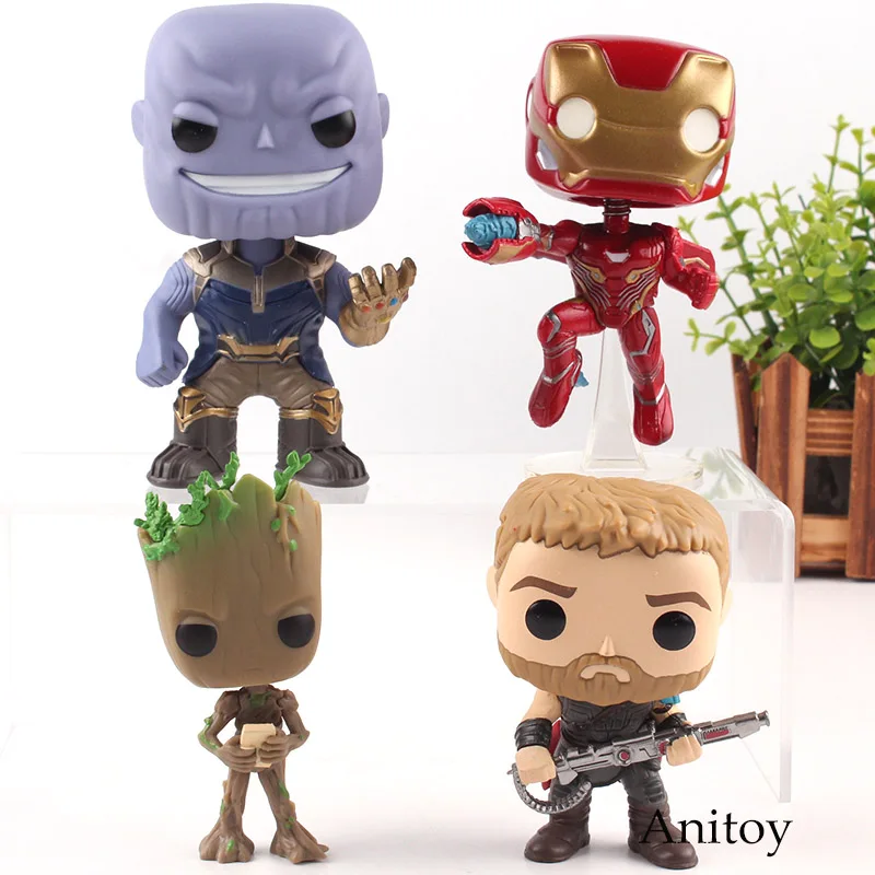 

Marvel Avengers Infinity War Super Heroes Iron Man Thanos Thor Tree Man Bobble Head Figure PVC Collection Toy with Retail Box
