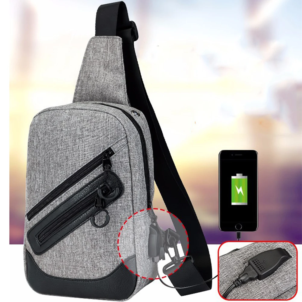 2018 Hot Sale USB Sling Bag for Men Women Chest Bag Pack Large Capacity Canvas Summer Short Trip ...