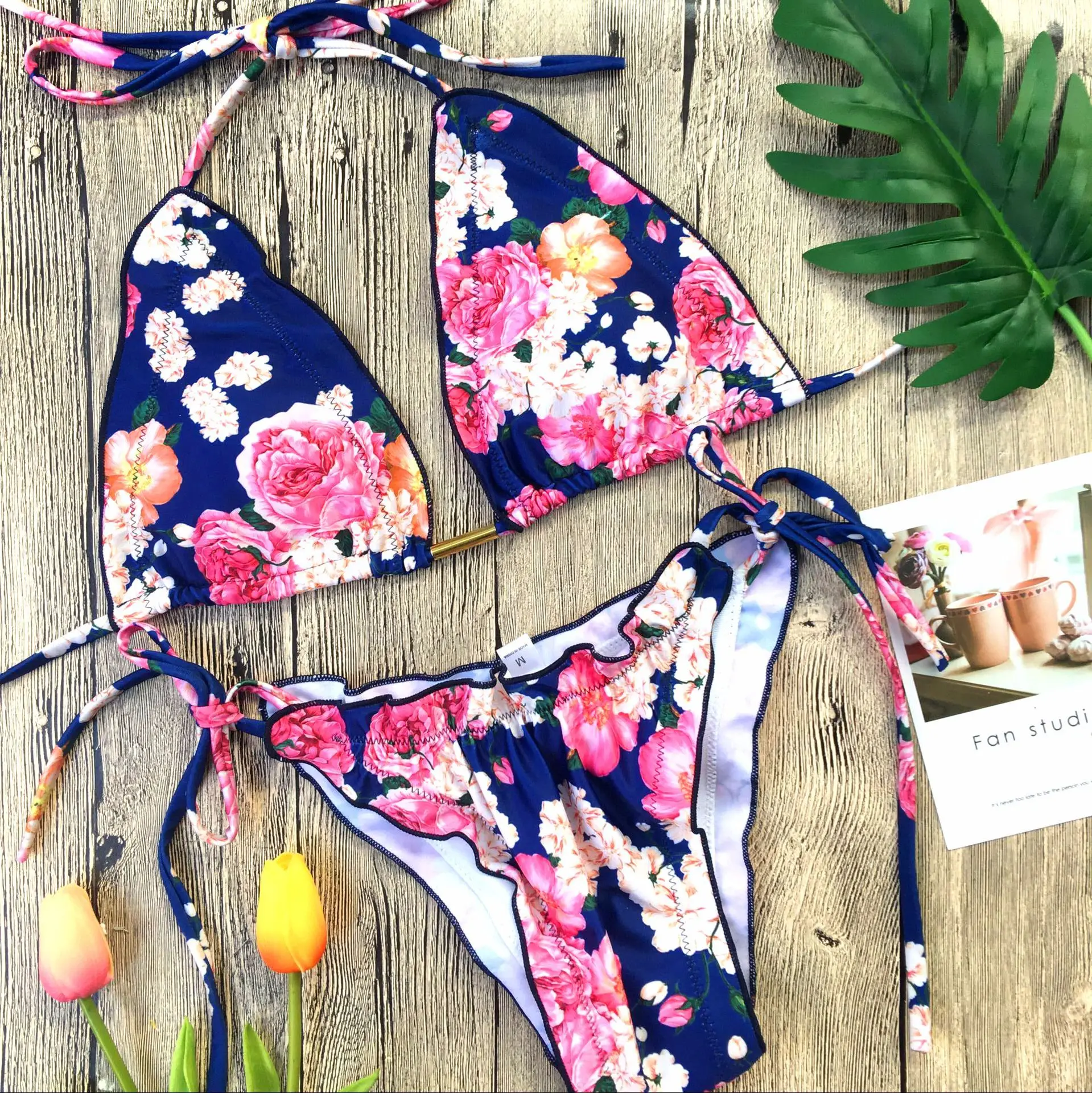 “ Maillot de Bain Swimwear Impresso Biquinis Estilo Retro