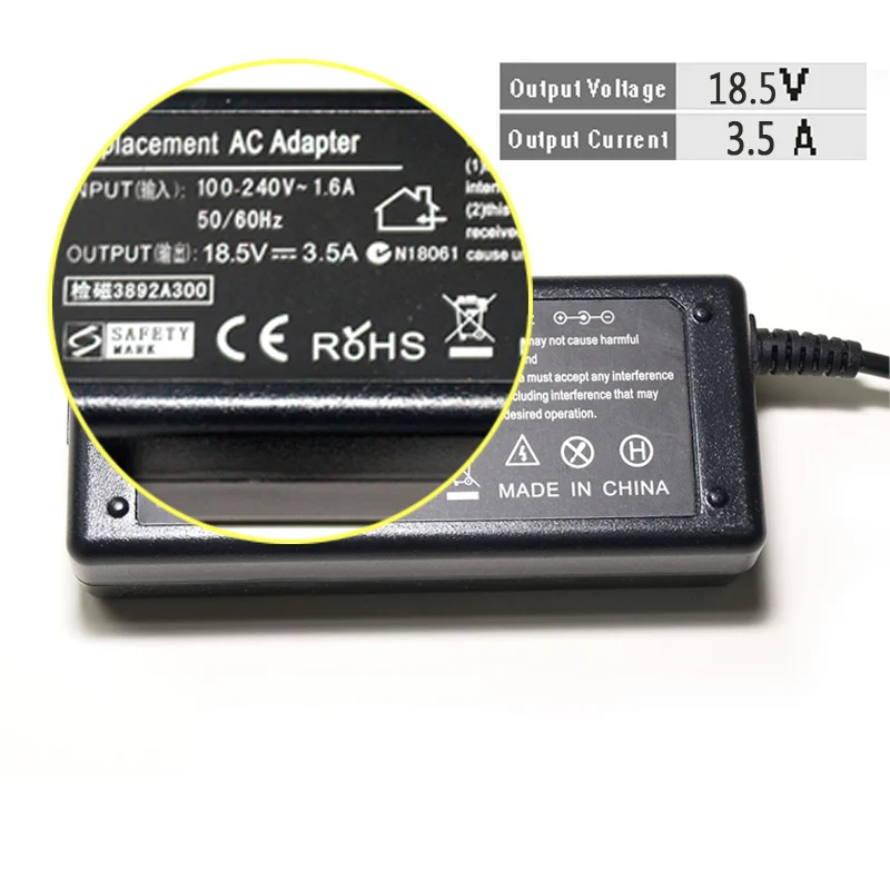 AC Laptop Charger Power Adapter Replacement 18.5V 3.5A 4.8*1.7mm 65W For HP Compaq 6720s 500 510 520 530 540 550 620 625 G3000 AC Laptop Charger Power Adapter Replacement 18.5V 3.5A 4.8*1.7mm 65W For HP Compaq 6720s 500 510 520 530 540 550 620 625 G3000
