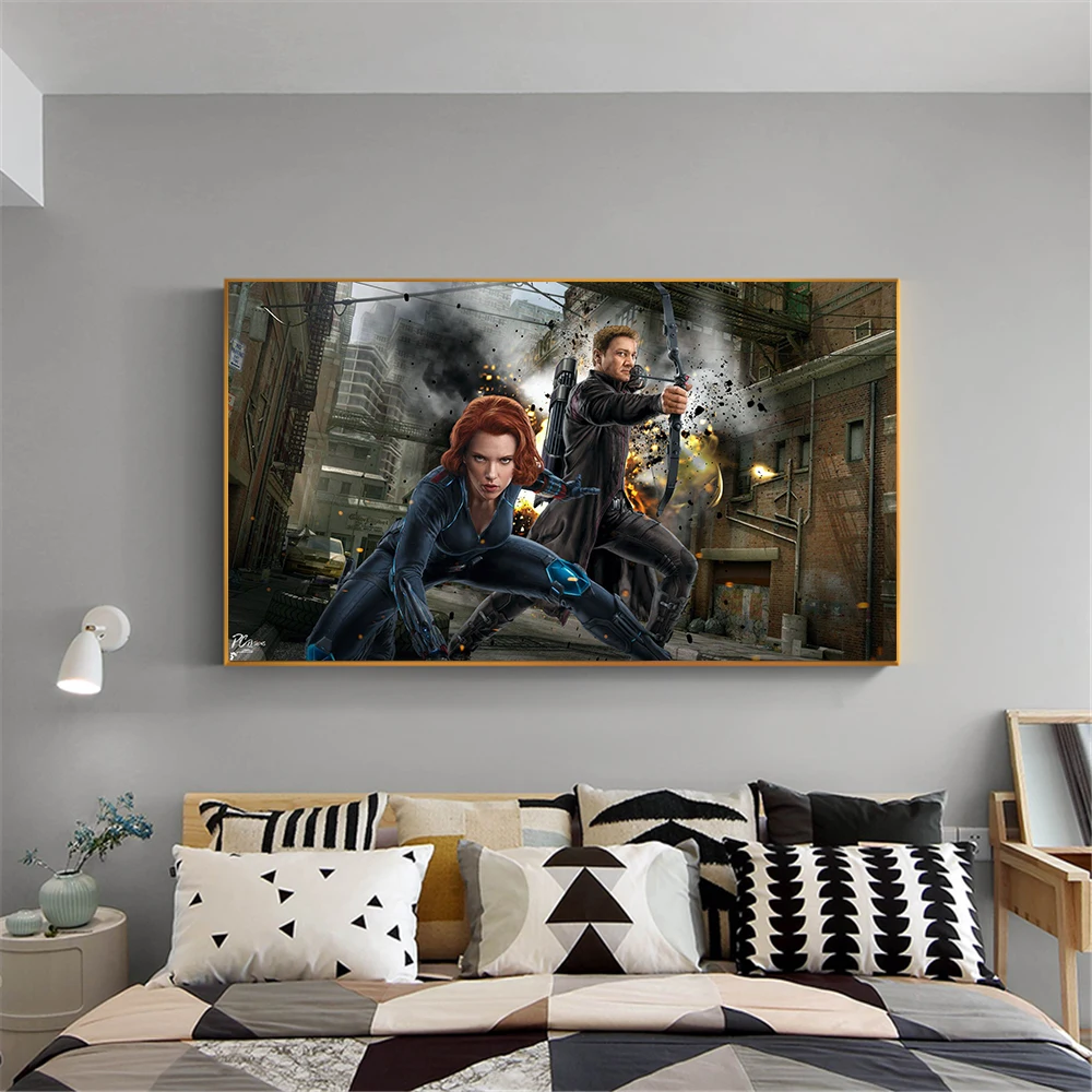 

Movie Poster The Avengers Wall Art Canvas Hawkeye Black widow Posters and Prints Paintings for living room wall Cuadros