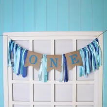 Пользовательские синий розовый ленты один первый день рождения баннер для маленьких девочек мальчик лапочка принцесса флаг baby Shower вечерние украсить детская гирлянда