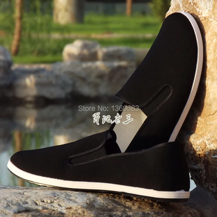 baratas Qualidade superior Sapatos de Algodão Preto Bruce Lee Kung Fu Chinês Do Vintage sapatos Wing Chun Tai Chi Slipper Martial Art Pure Sapatos de Algodão