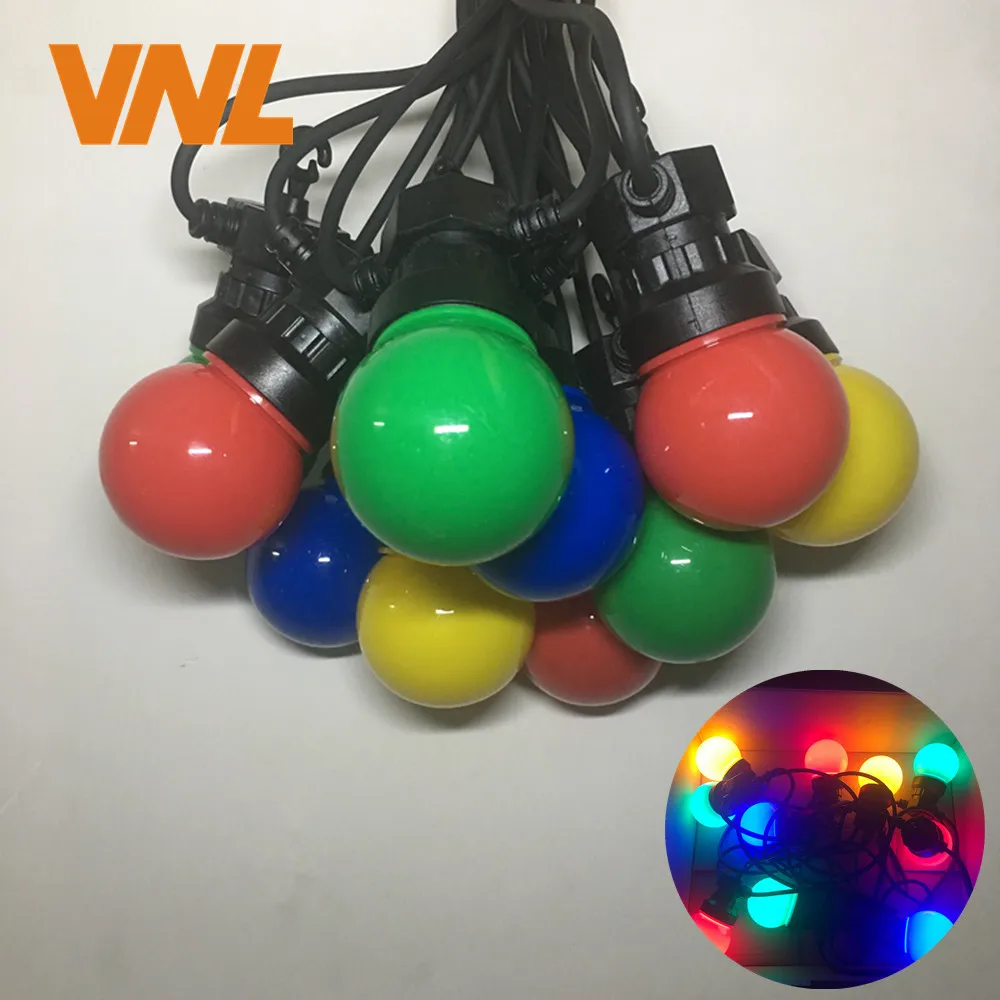 Многоцветная лампочка VNL IP65 Milky Globe G50 Подключаемая наружная цветная гирлянда для