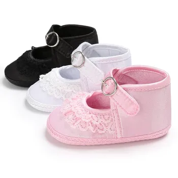 

Baby Toddler Girls Princess First Walkers Lace Cute Print Crib Shoes Soft Prewalker Soft Sole Anti-Slip Shoes