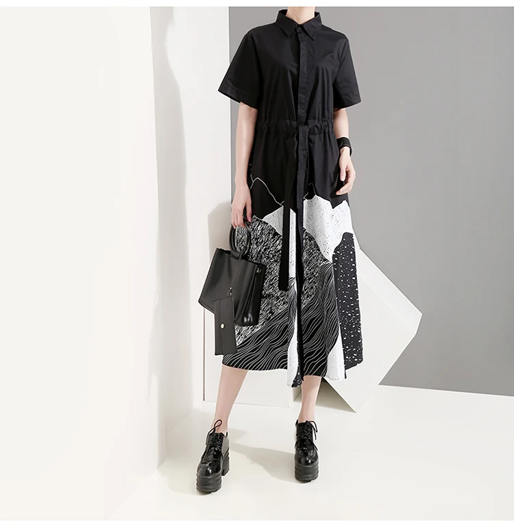 New Fashion Style Sash Lapel A-Line Casual Dresses Fashion Nova Clothing