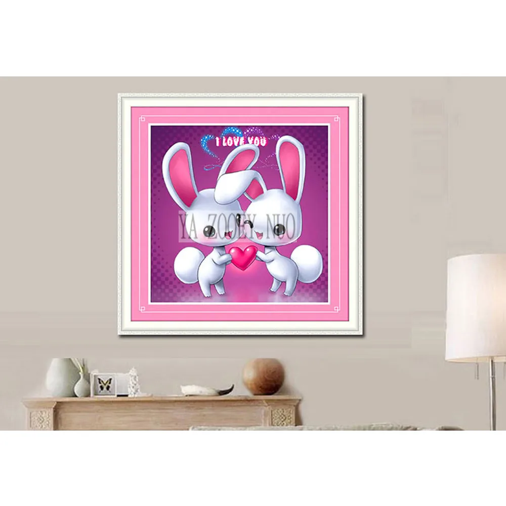 

YA ZOOEY NUO 5D Diamond Embroidery Cartoon Two rabbits 5D DIY Diamond Painting Cross Stitch Rhinestone Kit Decor gift H1691