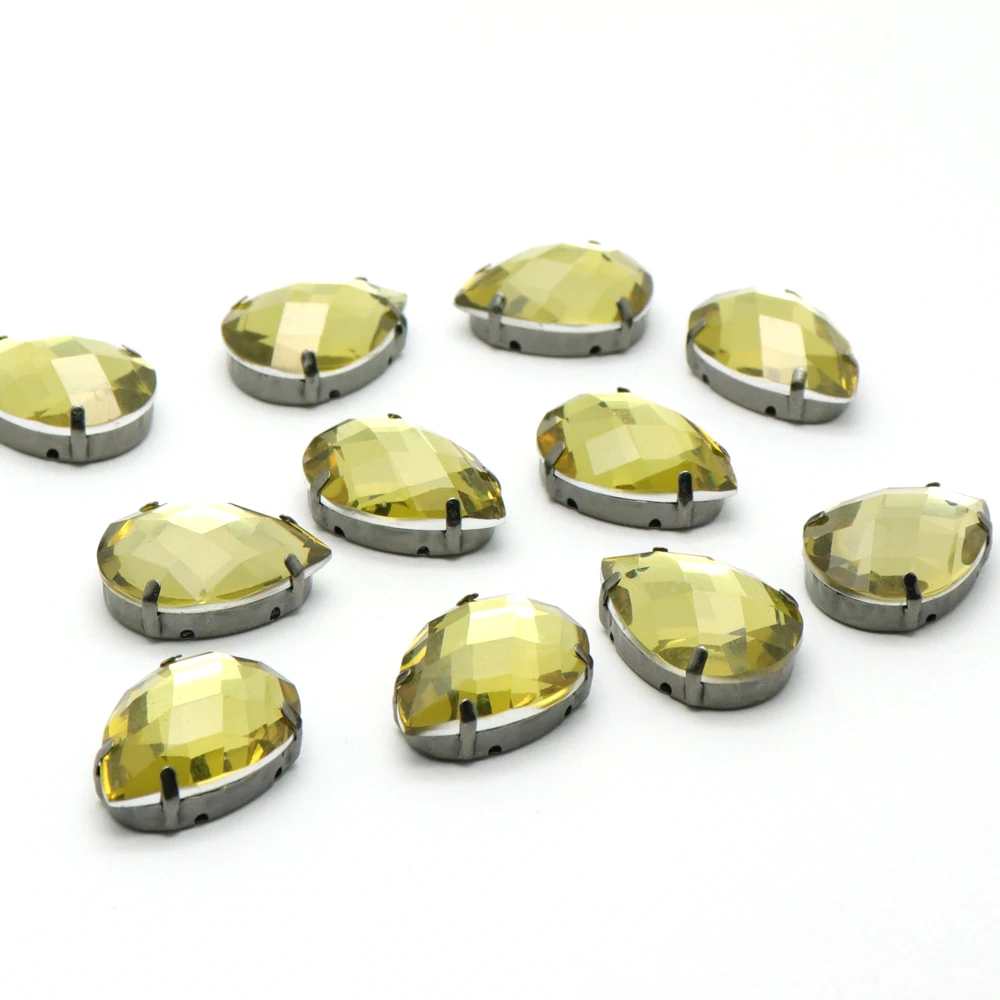 

25x18 8pcs Drop Rhinestone with Sliver Acrylic Navette Glass Sew On Claw Rhinestone Glass Strassfor needlework accessories