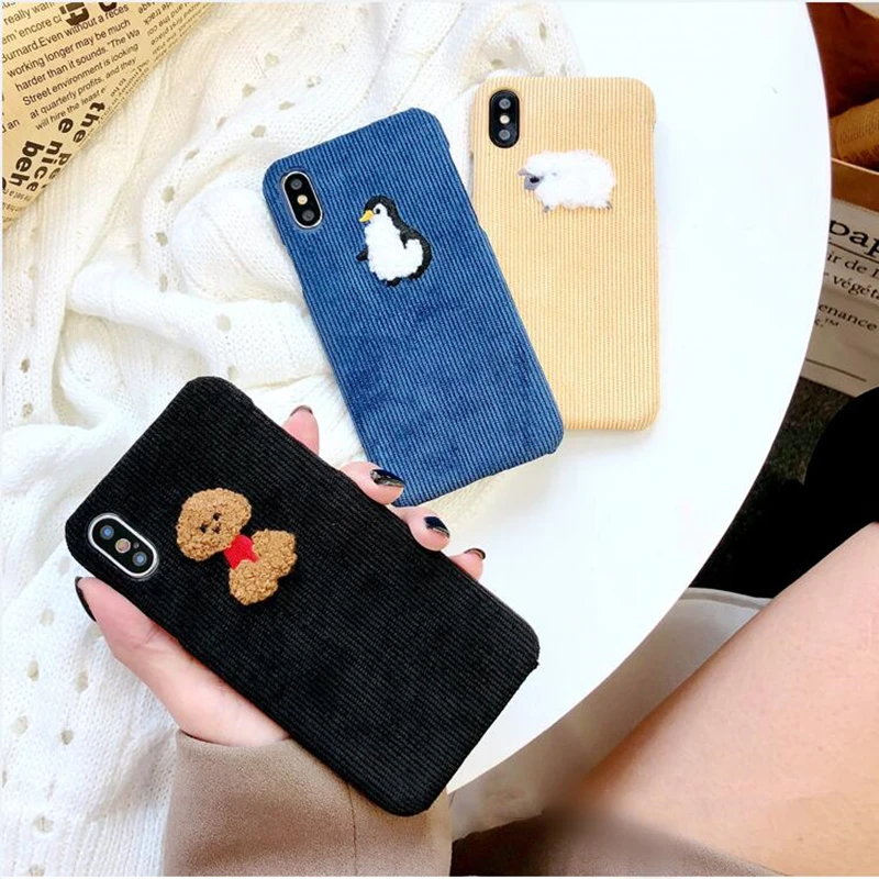 Тканевый чехол для iPhone 6 6S 7 8 Plus X 11 Pro Max милый с рисунком овечки пингвина Тедди