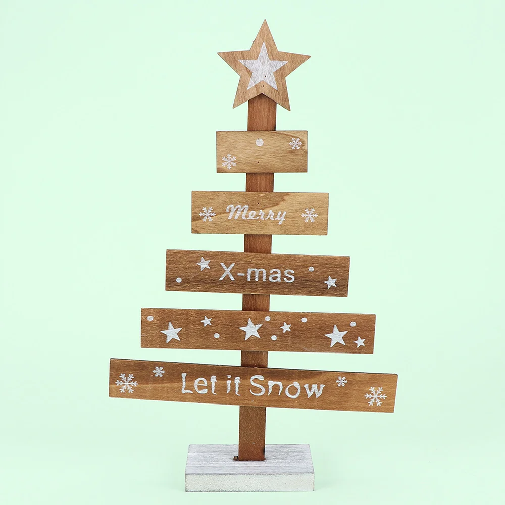 burlywood Мини Деревянный Merry Рождественская елка настольное Декор Подвески Xmas дерево украшения Рождество украшения с новым годом домашний декор подарки - Цвет: burlywood