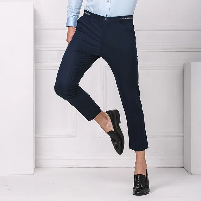 High end Men Ankle Length Pants Casual Mens Business Trousers 2017 New Fashion Designer Korean