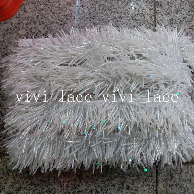 buy 5 yards bag ss002 AB white black color beads tassel fringe 2cm width for decoration dress fashion designer,